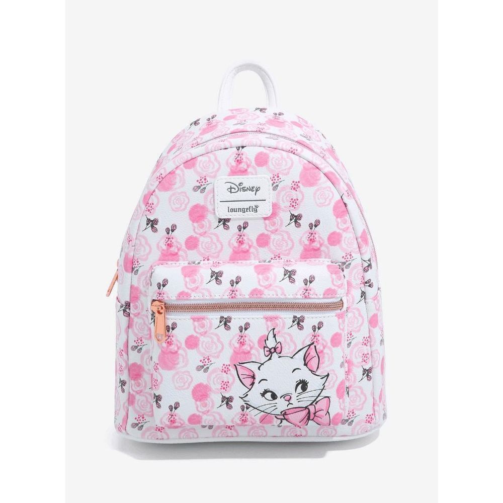 Loungefly Disney The Aristocats Marie Pink and White Roses AOP Mini Backpack